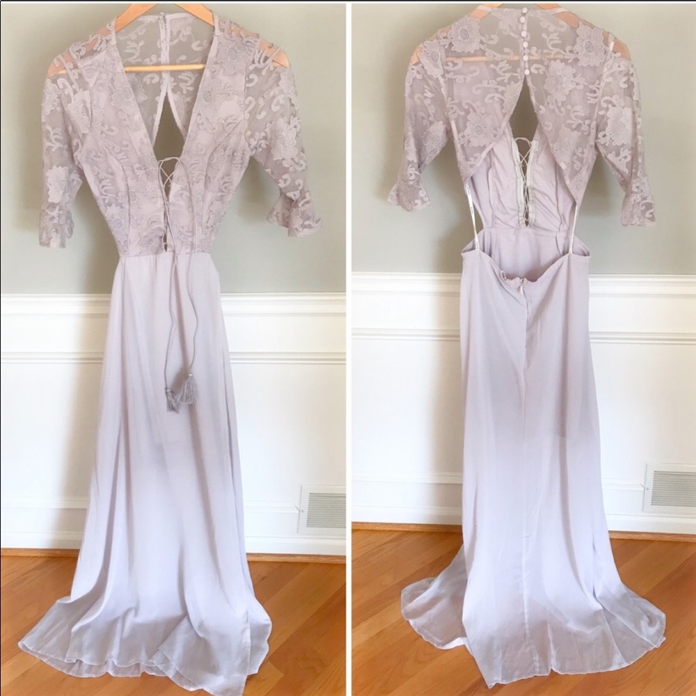 Soieblu Small Lilac Mist Open Back Tie Maxi Dress - Picture 2 of 5
